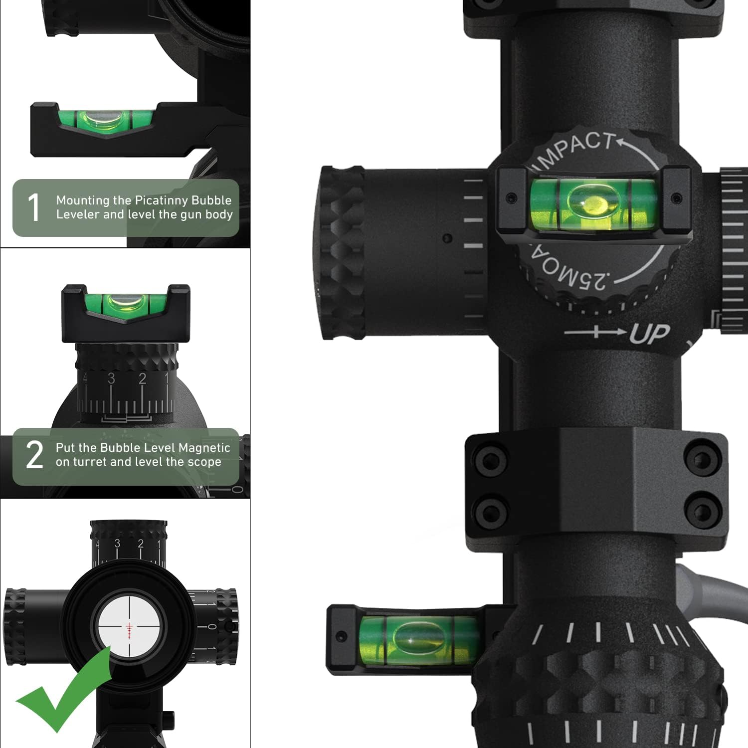 Scope Mounting Bubble Level,Scope Leveler Kit,Magnetic Bubble Level,Precision Scope Level Bubble Clip and Bubble Levels