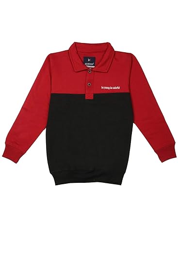 Hypknot Boys Stylish Cotton Collar Sweatshirt (Maroon-Black)