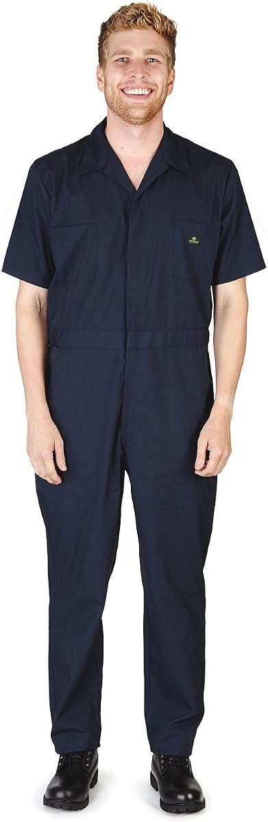 Mono de trabajo básico de mezcla de manga corta para hombre. Incluye tallas grandes y altas. Pida 1 talla más grande.