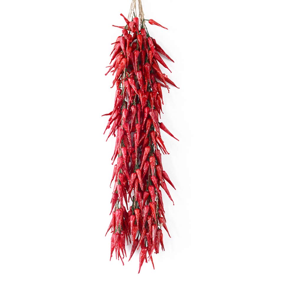 5pack Simulation Garlic Artificial Foam Fake Vegetable Artificial Garlic Strings Red Pepper Corn Hanging Rope Lifelike Home Kitchen Store Decor Photography Props (Pepper)