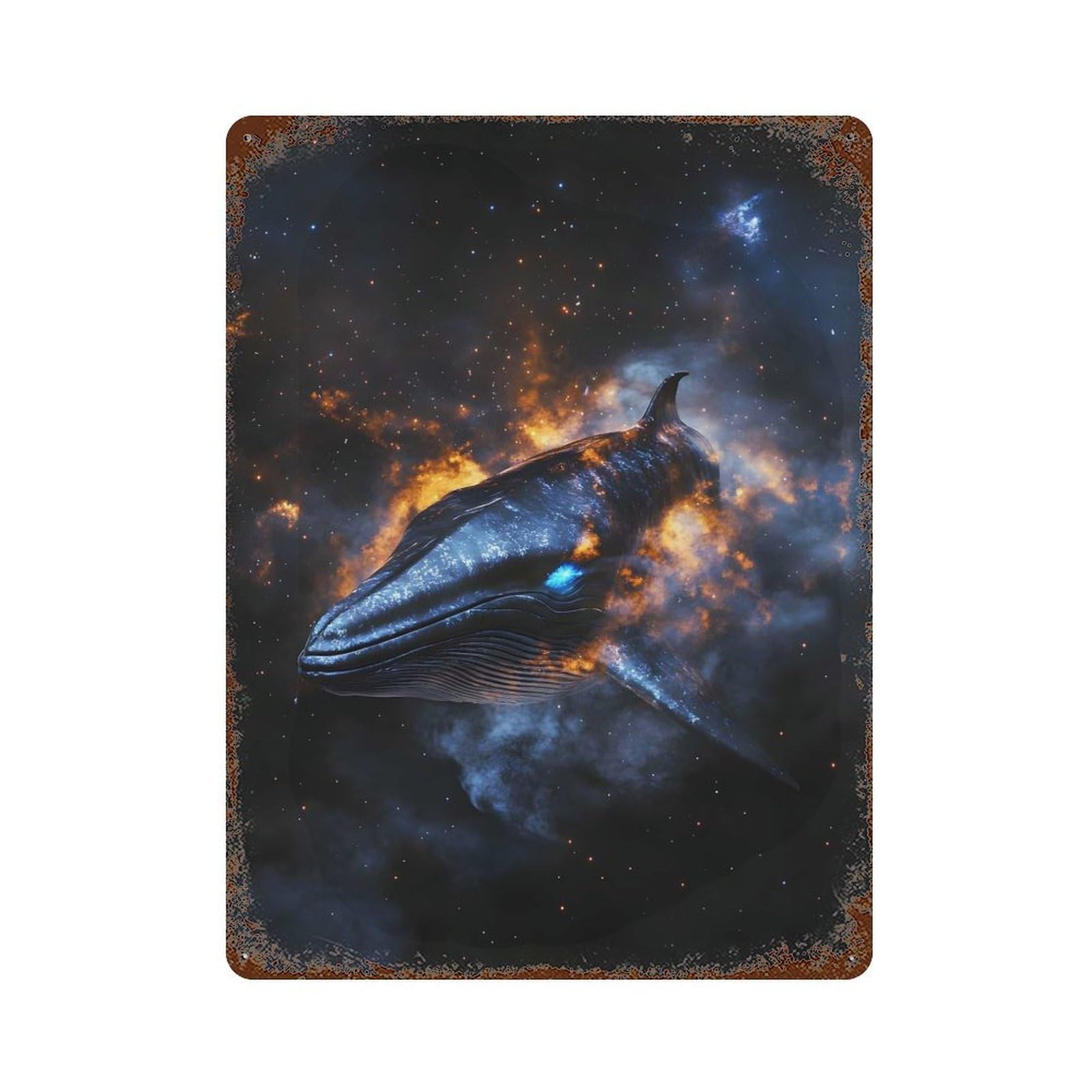 Garage Style Whale Animal Beautiful Fantasy Distressed Metal Wall Sign 15.7"x11.8", Novelty Wall Decor for Bar And Workshop