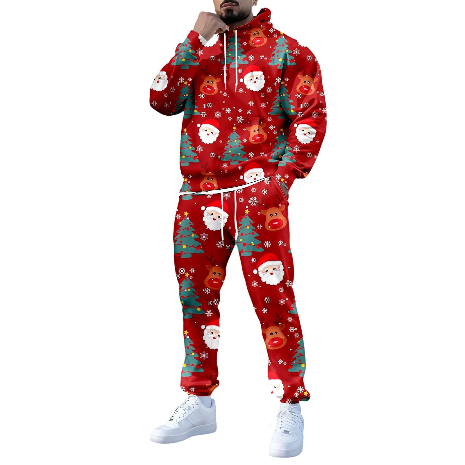 Weihnachtsanzug Herren 2-Teilig Weihnachts Jogginganzug Tracksuit Set