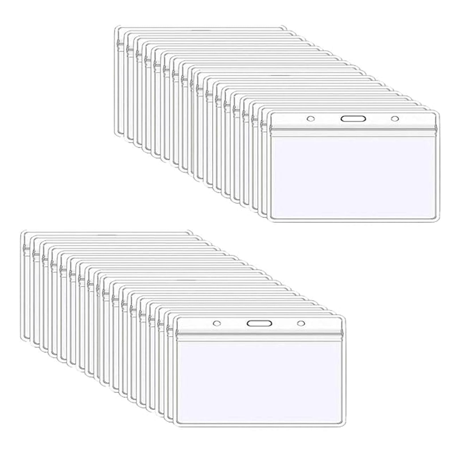 100 Pcs Clear Plastic ID Card Holders Waterproof Double Sided