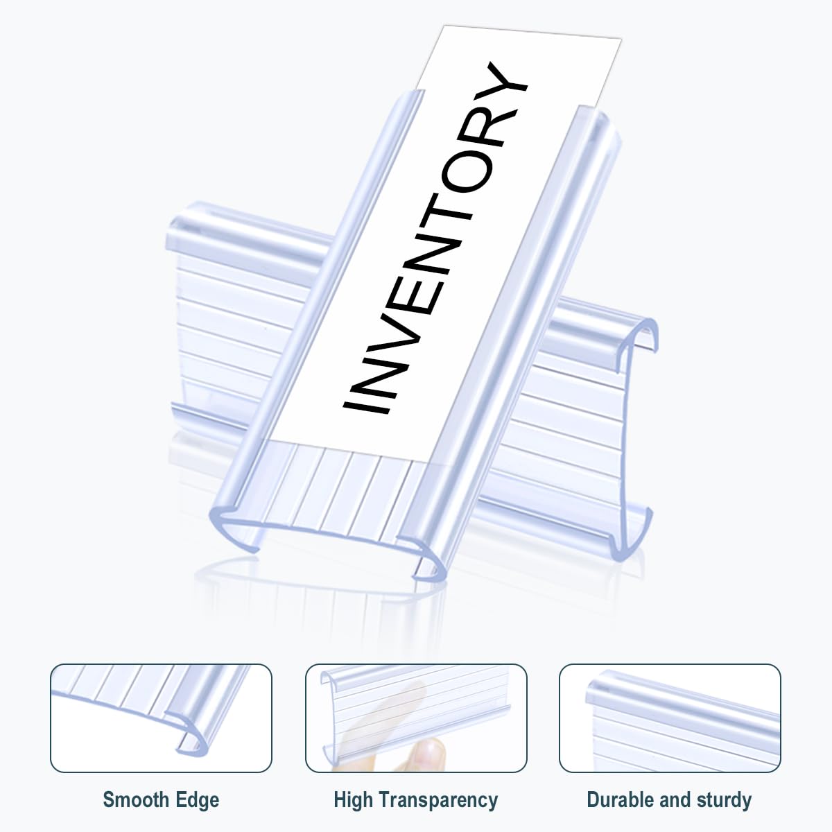 Lenink 100 porta etichette per mensole in filo metallico con 100 inserti di carta per etichette, porta etichette in filo di plastica compatibile con ripiani Metro e Nexel da 1-0,6 cm, area etichetta