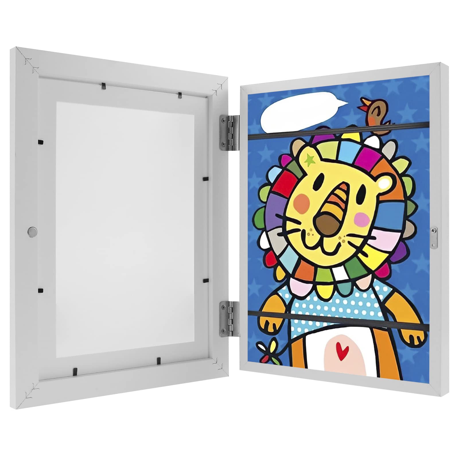 Kids Art Frames Front Opening, Kids Artwork Display Frame A4 Picture Frames Changeable Children's Artwork Display Storage Frames for Children Drawing Crafting Arts Projects (White-1PC)