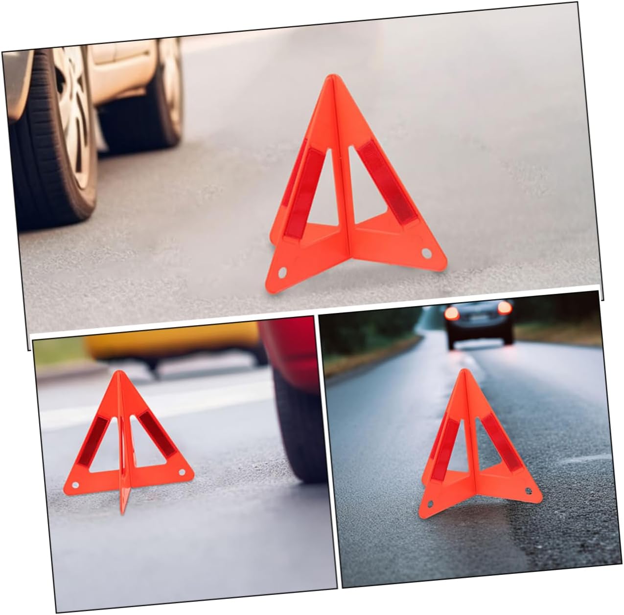 5pcs Reflective Triangle Warning Sign Vehicles High Visibility Emergency Roadside Safety Triangles Portable Car Safety Reflectors for Night Driving and Breakdown Situations