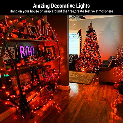 Image of BrizLabs Orange Lights 150 Count 34.8ft Incandescent Halloween Light String