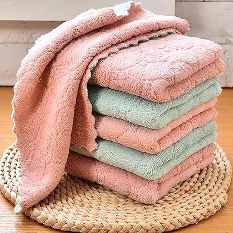 Image of Kitchen Cloth Dish Towels, Microfiber Cleaning Cloth Double-Sided Dish Drying Towel Reusable for House Furniture Table Kitchen Dish Window Glasses10X10 inch Dish Cloth for Cleaning (6)