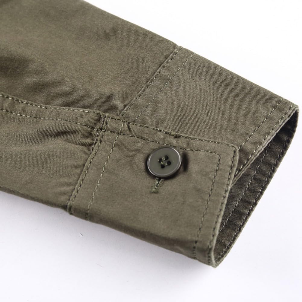 Hombre Camisas de Trabajo, Ropa de Militar de Manga Larga con Botones,Cargo Shirts, 2 Bolsillos, Regular Fit para Pesca, Tala, Senderismo, Caza