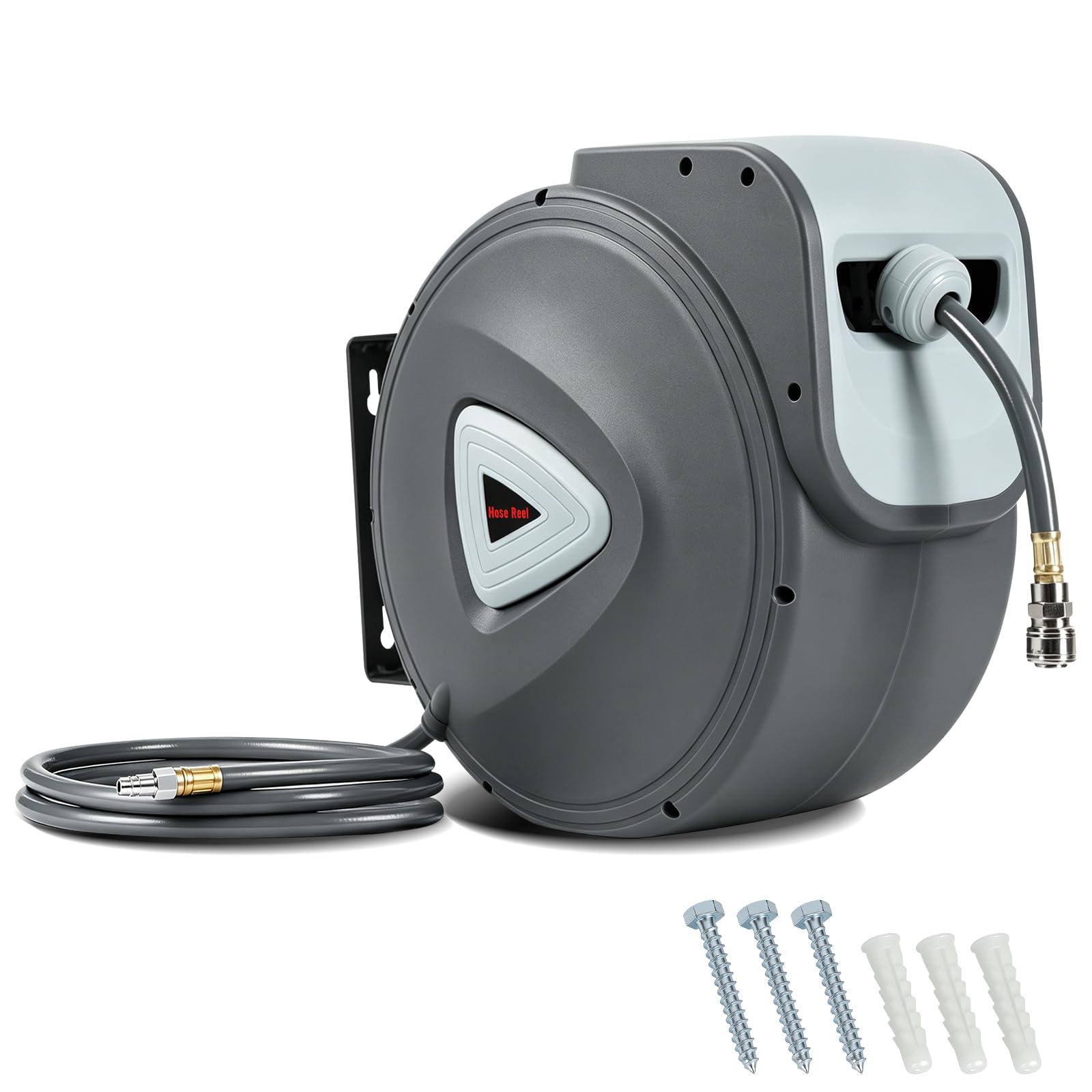 Enrouleur de tuyau à air comprimé de 30 m, avec raccord rapide 1/4", pression maximale : 18 bar, pour compresseur, atelier, support mural orientable à 180°