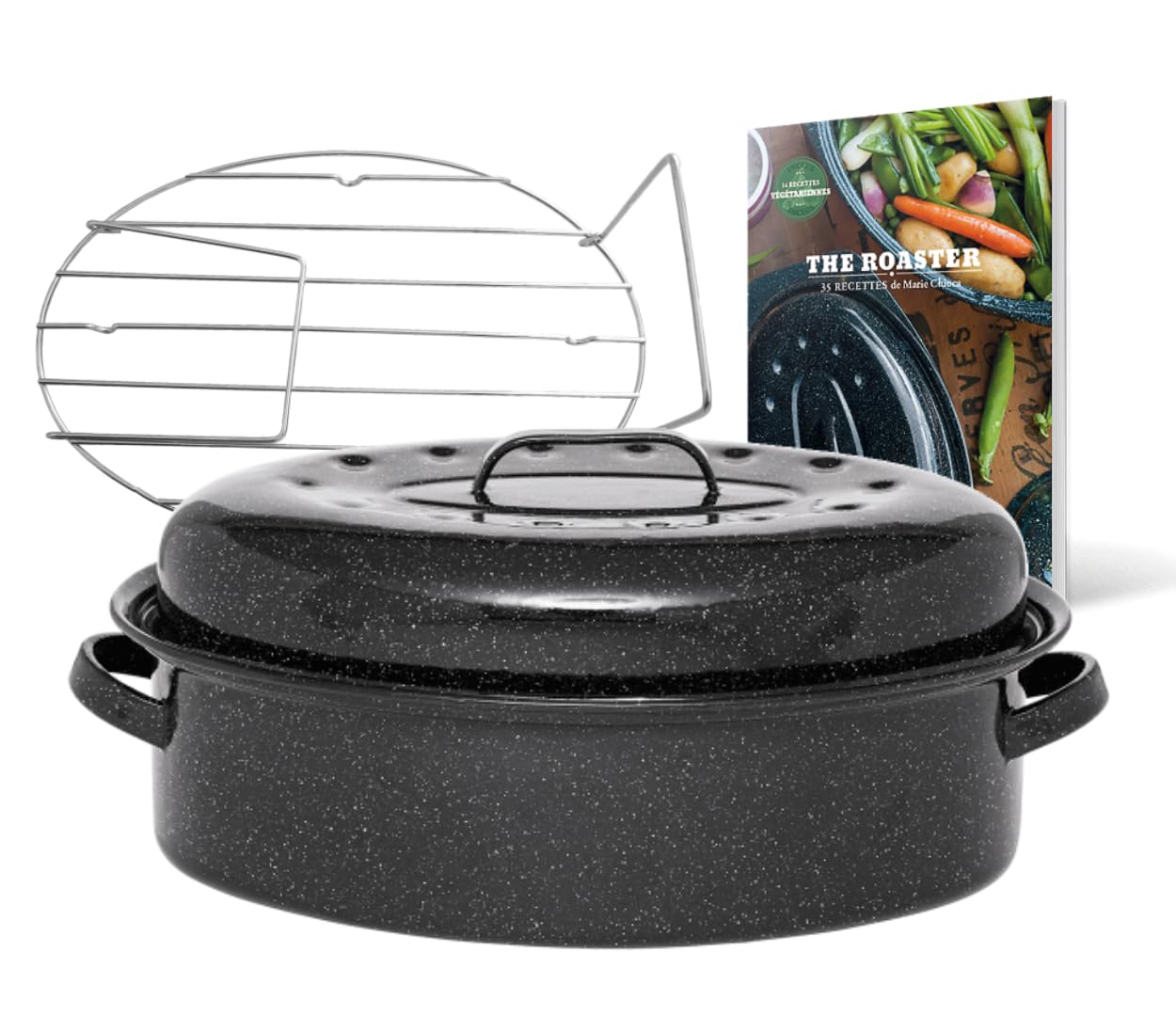 GRANITEWARE - Cocotte Roaster en acier émaillé – Grand format - grille inox + livre de recette