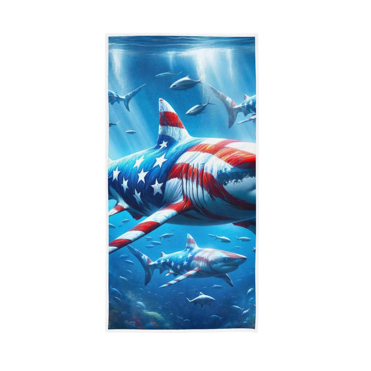 HUYGD UAS Flag Sharks Hand Towels Cotton Absorbent Soft Decorative Towel for Bathroom 15 x 30 Inch