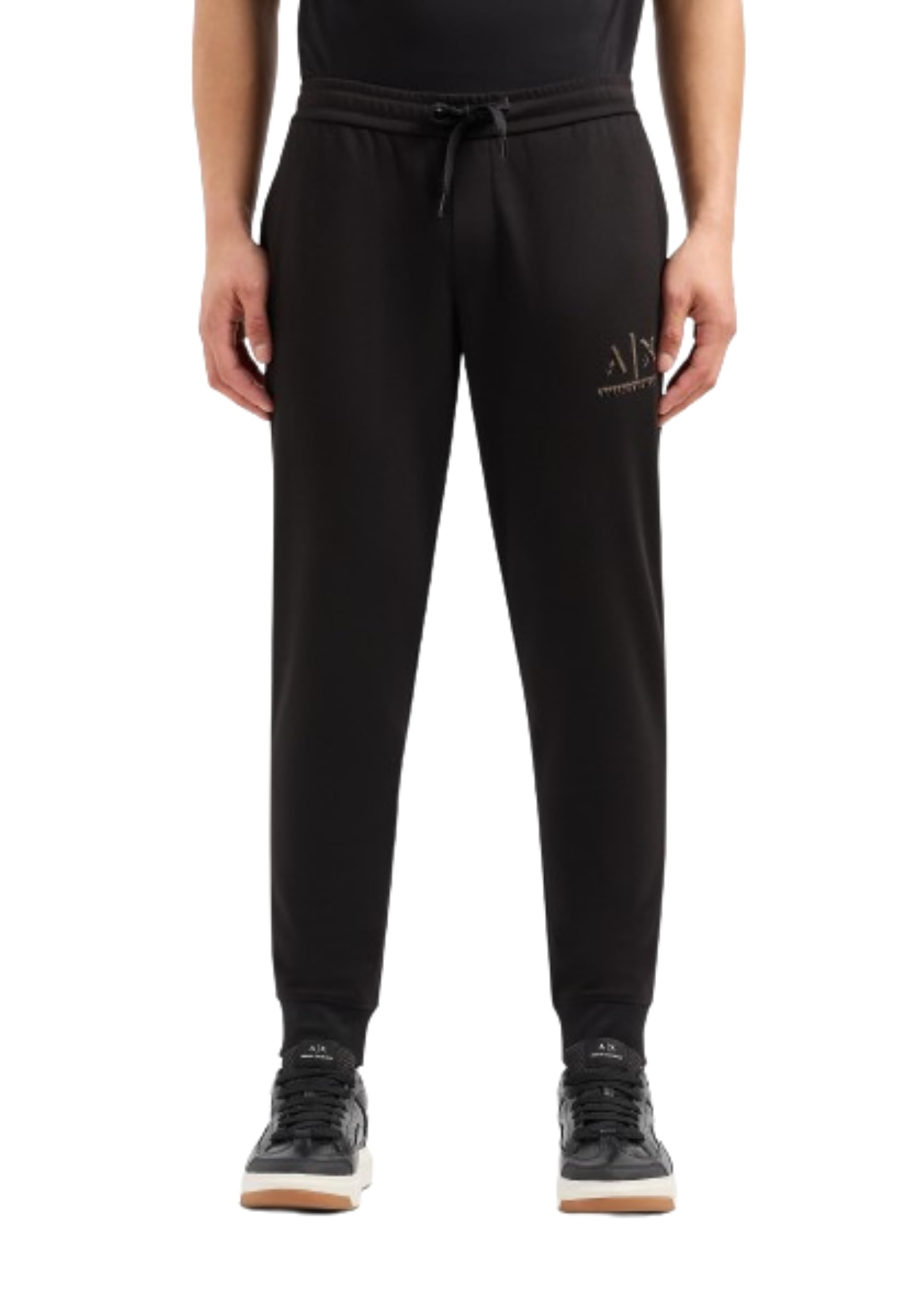 Armani Exchange Mens A x Gold Logo Fleece Drawstring Trouser Pants