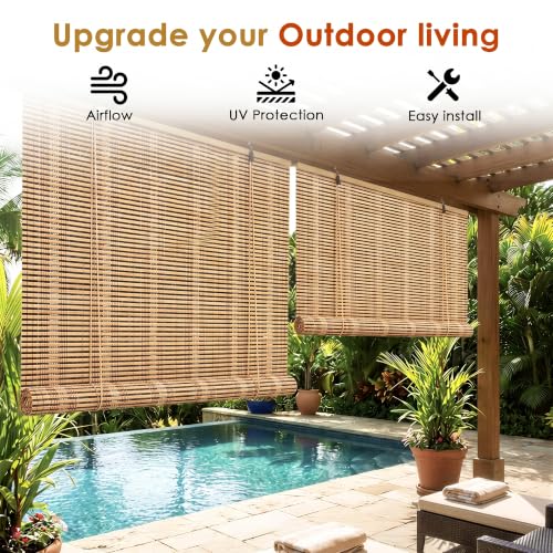 Image of Story@Home Bamboo Blinds for Balcony W 3 ft x H 7 ft (Pack of 2) | Rope Mechanism Roll Up Down Bamboo Shade for Sunlight Dust Protection Window Chick Blinds for Balcony -Beige & Black