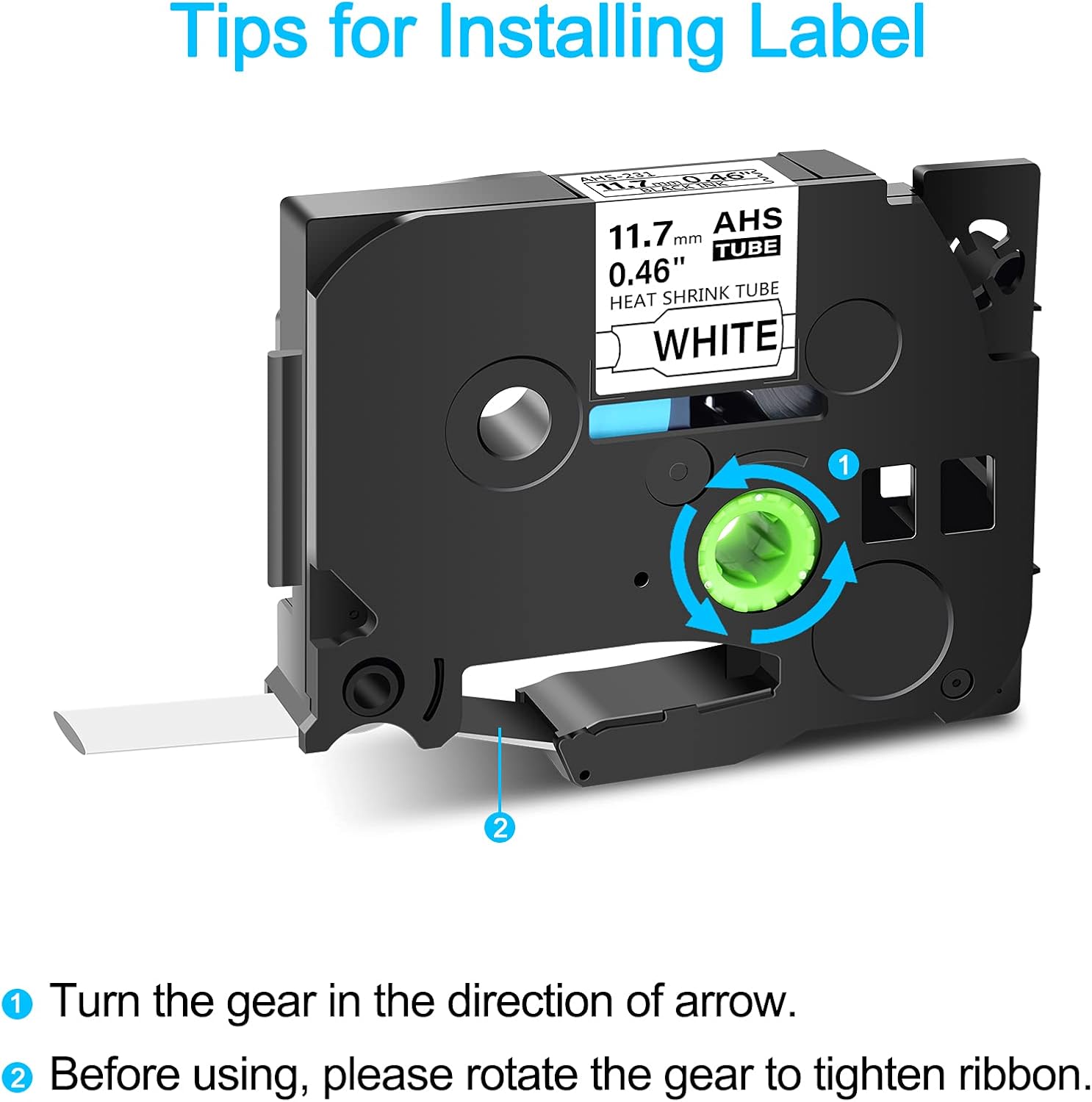 GREENCYCLE 4 Pack Heat Shrink Label Compatible for Brother Ptouch Hse231 Hse-231 Hs-231 Hs231 Heat Shrink Tube Label Tape Hse 11.7mm 0.46" Black on White Label Tape for PTD400 PT-P710BT E300 E500 P900 - Image 2