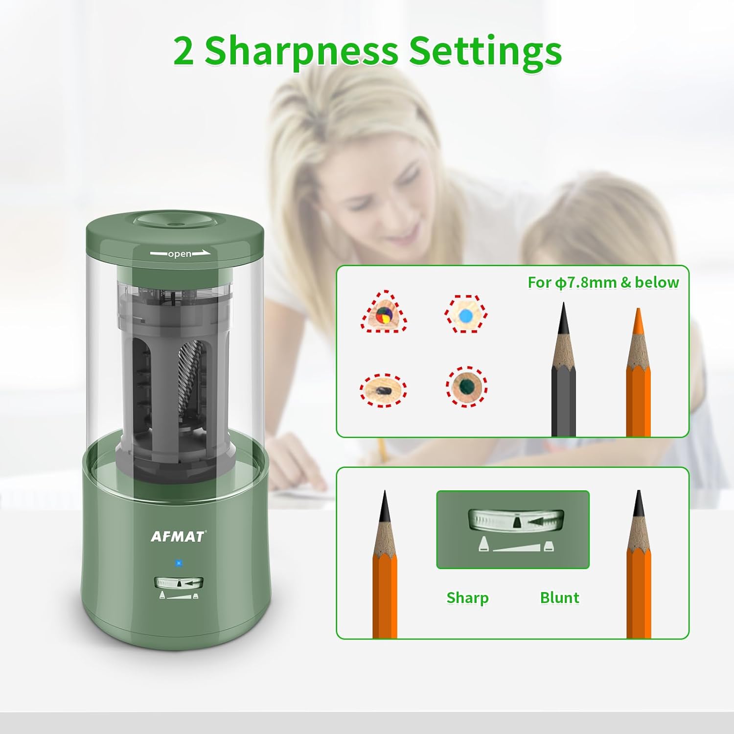 AFMAT Electric Pencil Sharpener with two sharpness settings
