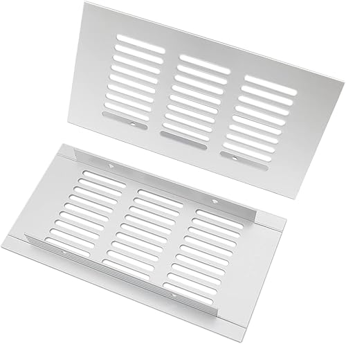 Miniatura 10 de Rejilla de ventilación de aleación de aluminio resistente, 2 piezas, cubierta rectangular de metal con listones para armario, estufa, zapatos,