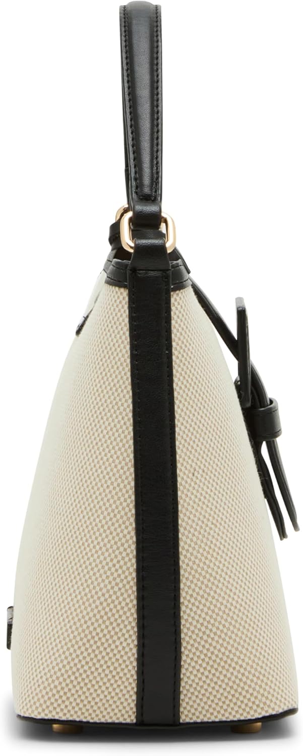 Anne Klein Small Covered Buckle Canvas Bucket with Convertible Strap, Black