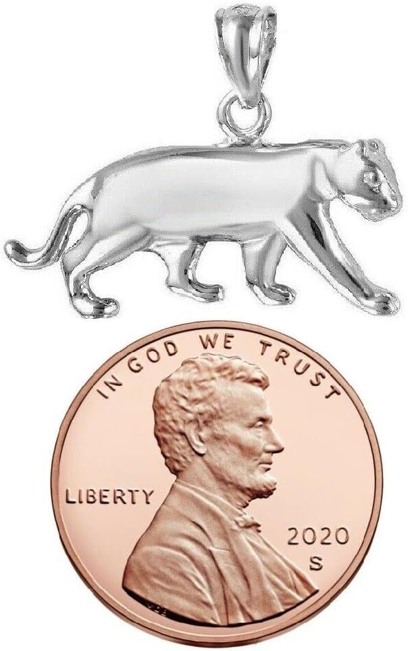 Sterling Silver Panther Charm/Pendant, Made in USA, Italian Box Chain