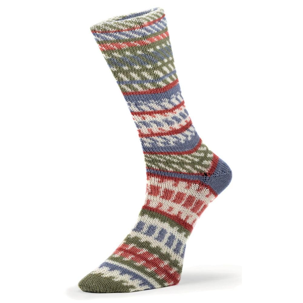 Premium Multicolour, Wool and Nylon Self-Patterning Superwash 4 Ply Sock Yarn 100g - Super Sock 25 Mistletoe Frost
