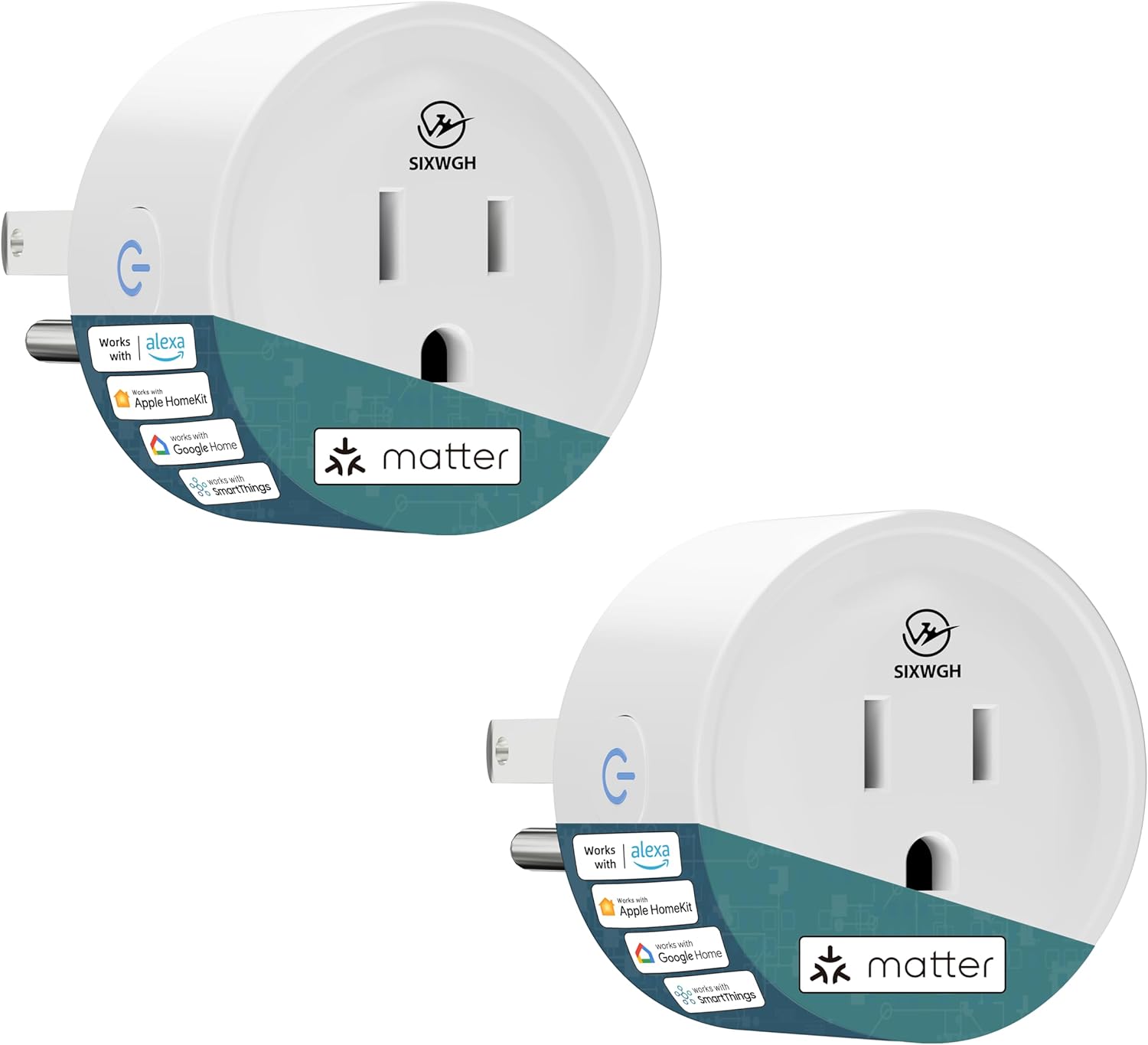 Wi-Fi Matter Smart Plug Matter Hub Required, Easy Setup(FFS:Frustration-Free Setup), Compatibility with Apple HomeKit, Google Home, Alexa & SmartThings, Easy Wi-Fi Connectivity,10A (2 Pack)