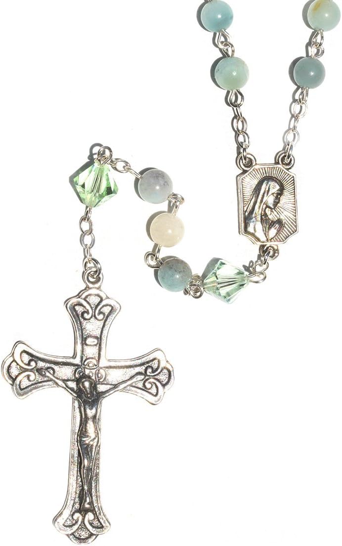 Gemstone Catholic Prayer Rosary - Includes "How to Pray the Rosary", Rosary Pouch and Gemstone meaning