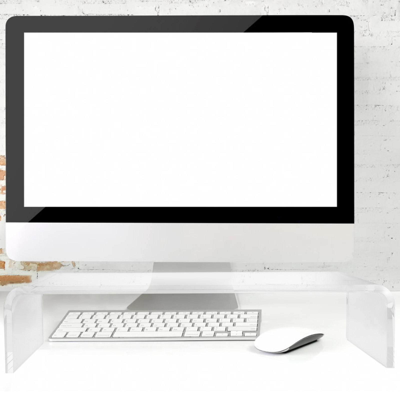 Kisangel Supporto e Copritastiera in Acrilico Trasparente, Protezione Anti-gatto e Antipolvere per Computer, Base Sollevamento Tastiera 45x20x10 Cm per Ufficio e Home Office