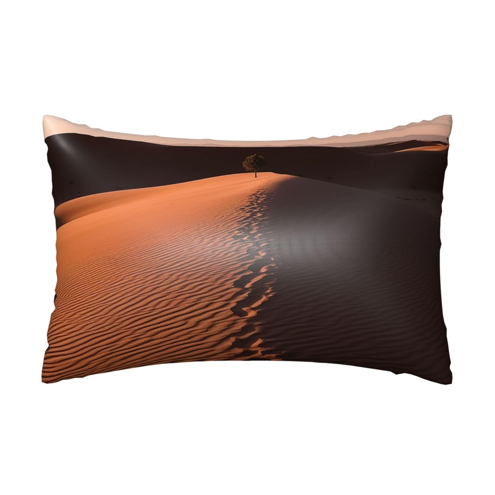 Satin Pillowcase for Hair and Skin,Soft Breathable Silk Pillowcase Lonely Shadow On The Desert Cooling Pillow Cover with Hidden Zipper Queen Size Cushion Case for Bedroom Sofa 20”X30”