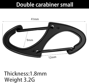 Demissle 40 Pcs S Small Carabiner Clips 1.6 Inch Mini Double Sided Gate Snap Hooks Key Clips for Keychains Accessories Camping Fishing Hiking(Black)