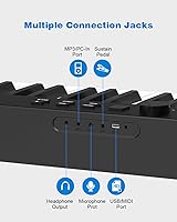 Vista 5 de Teclado de piano plegable de 88 teclas, teclado de piano portátil con tecla semi ponderada estándar, soporte de piano plegable BluetoothMIDI