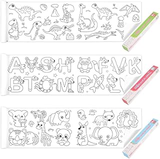 لفة تلوين للاطفال 3 قطع من رادسوكين، لفة تلوين 3 متر للأطفال، لفة ورق رسم، ورق تعبئة ملون للرسم للأطفال الصغار، ورق للرسم الفني (حيوان ديناصور رقمي)