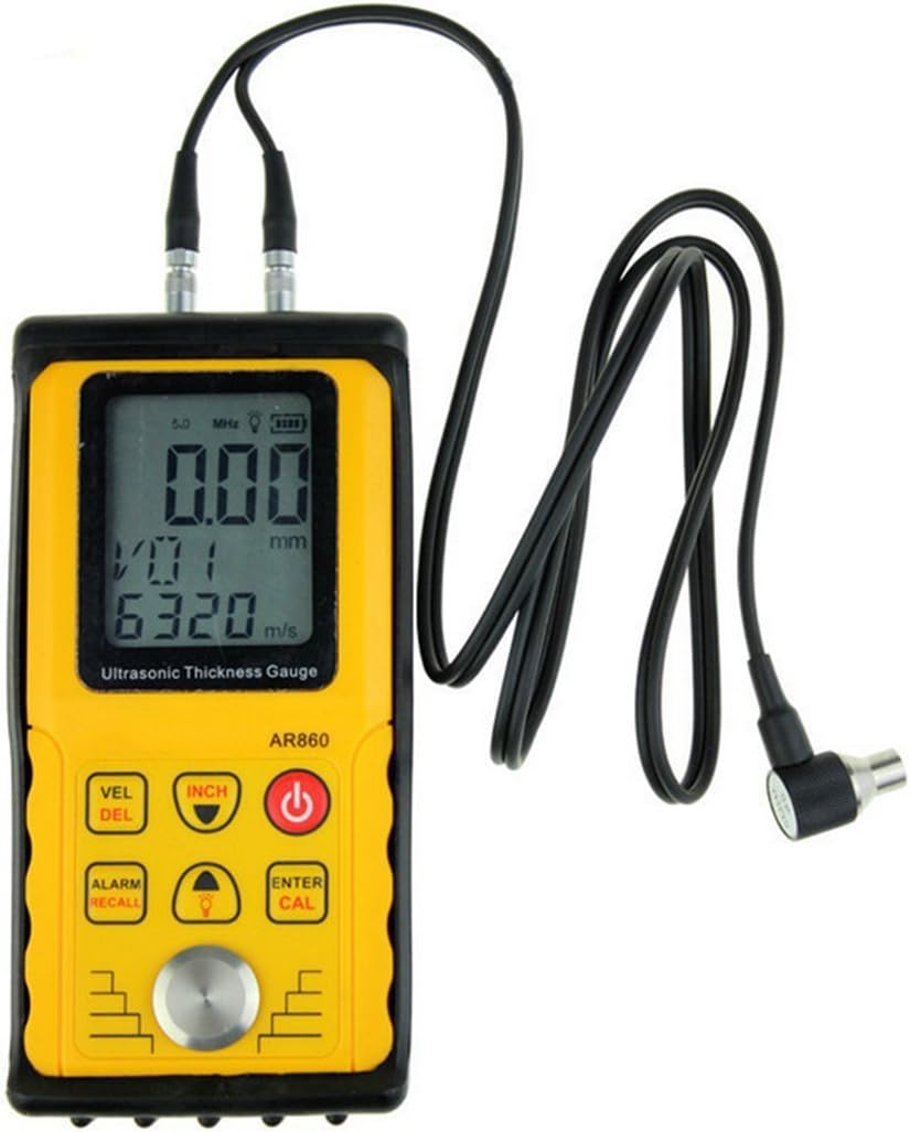 Digital Ultrasonic Thickness Meter with Corrosion Probe,Range 0.039" – 11.811" / 1.00 – 300.0 mm,Inch/Mm Units AR860(Steel)