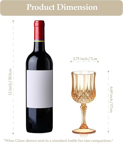 Miniatura 4 de XUWAIDSGN 48 copas de vino vintage de plástico de 7 onzas, vasos irrompibles para boda, copas de agua de cristal, vasos reutilizables, copas de