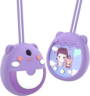 Qoosea Silicone Case Compatible with Tamagotchi Pix, Protective Cover Shell for Tamagotchi Pix Virtual Pet Game Machine with Lanyard for Kids Gifts (Purple)