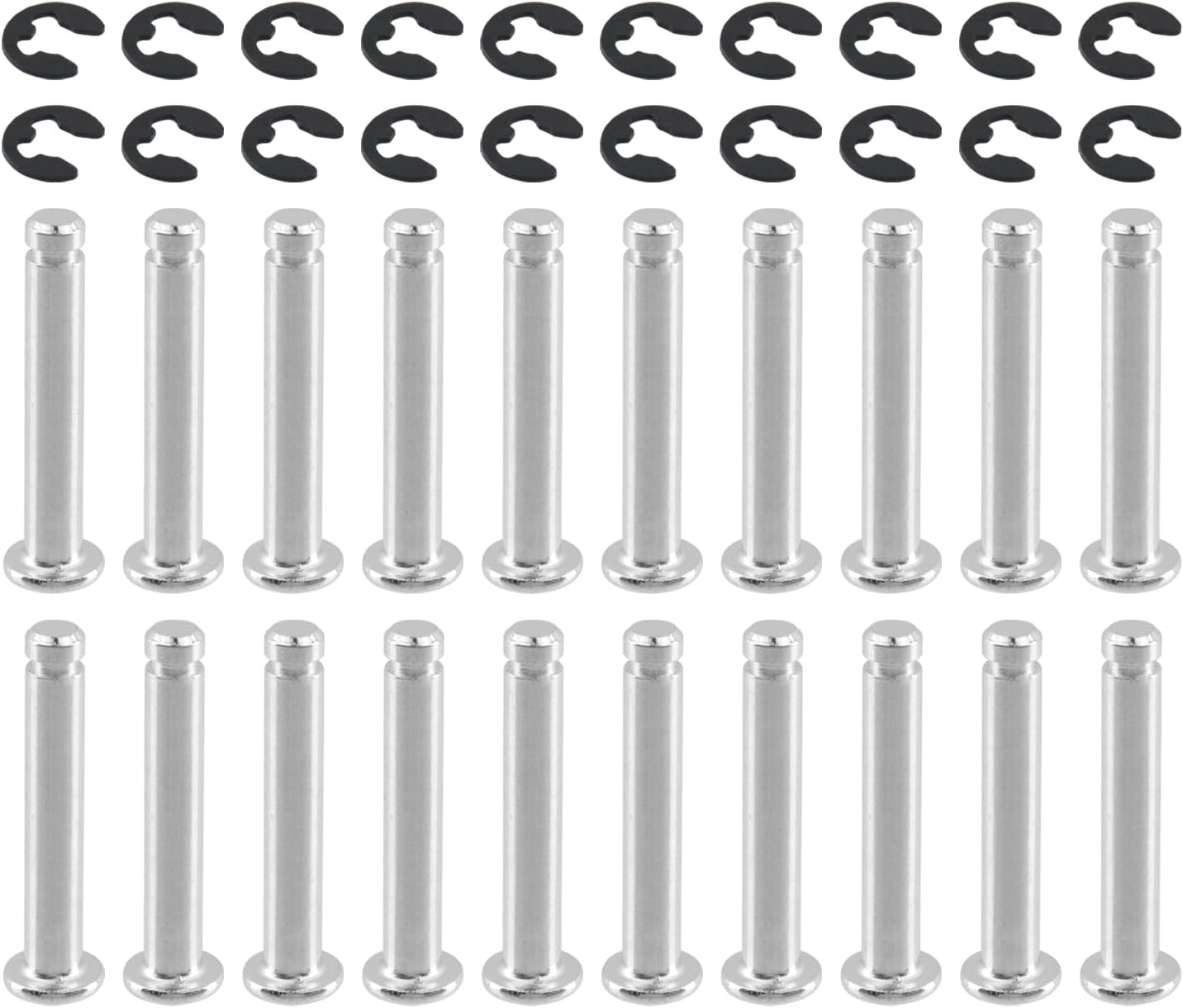 20 Pcs Clevis Pins Carbon Steel M5x25mm None Hole Cylindrical Locating Hardware Pins with E Clip Retaining Ring for Automotive Mechanical