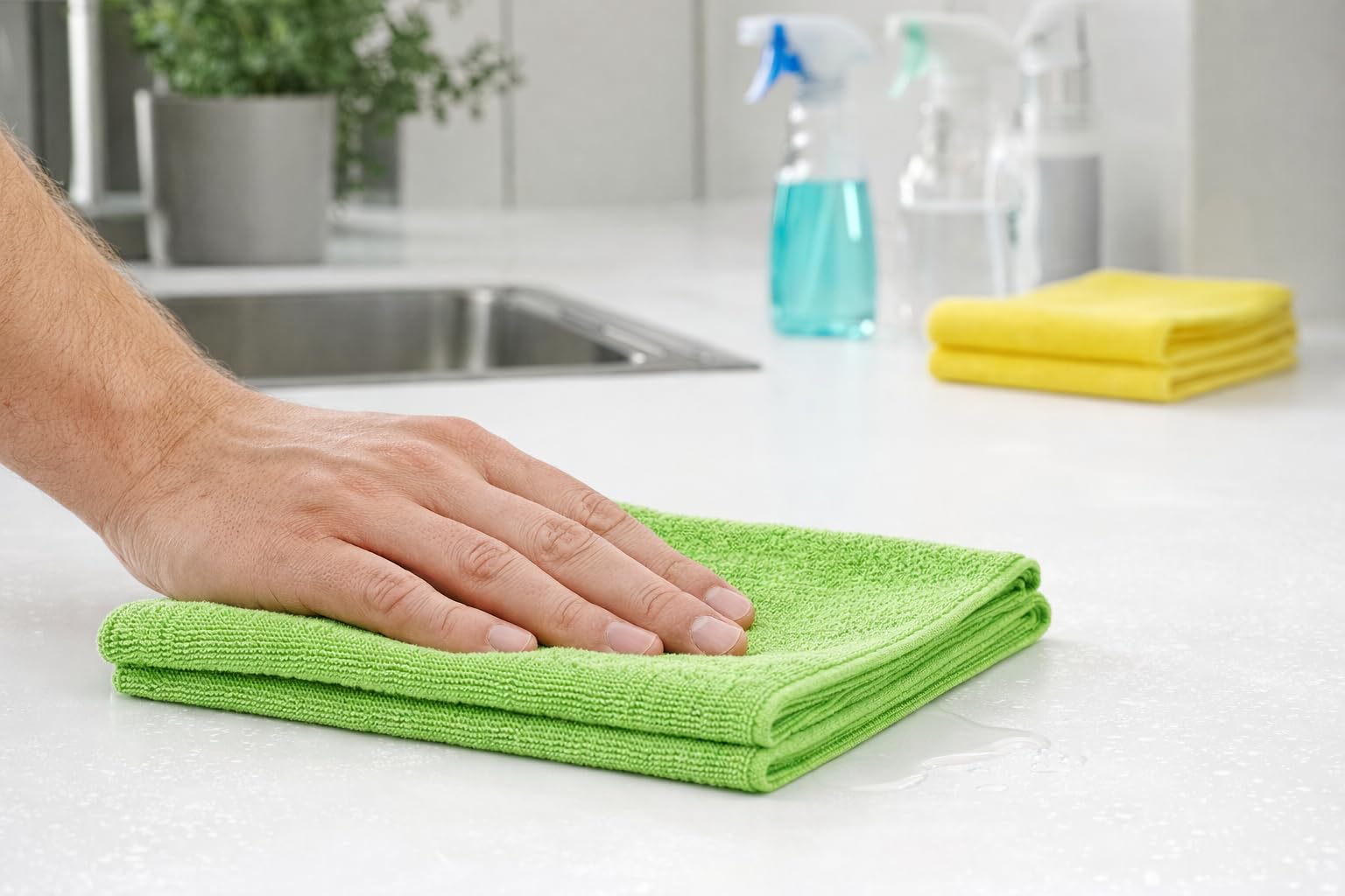 Bayli 100 Stück Mikrofasertücher 38x38 cm Grün – Reinigungstuch Poliertuch 210 g/m² für Autopflege, Haushalt & Gewerbe