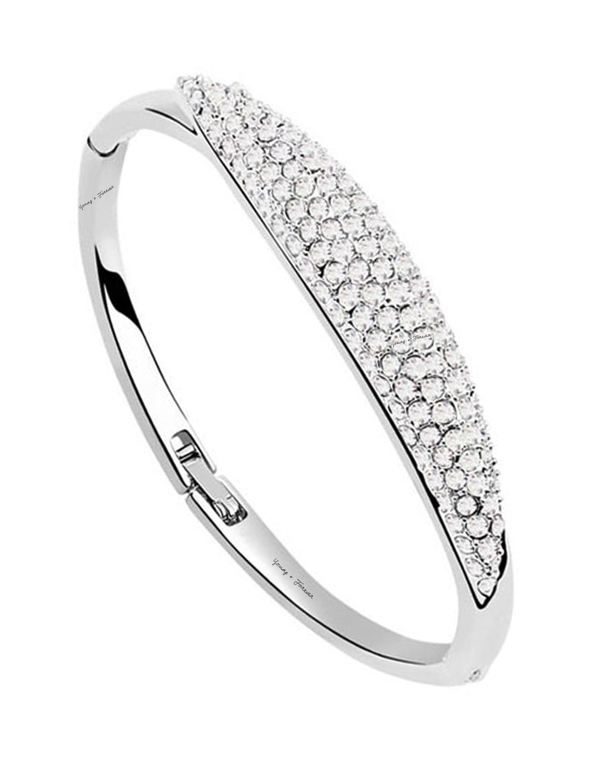 Young & Forever Gift Timeless Treasure Tranquil Beauty Rhodium kada Embellished with Crystals from Austria Zirconia Cuff Silver Fashion Jewellery for Women/Girls (B075YYFPD5) Amazon Price History, Amazon Price Tracker