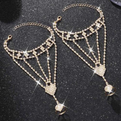 GORTIN Rhinestone Gloves Silver Wedding Fingerless Glove Crystal Sparkly Gloves Hand Jewelry Accessories for Women2