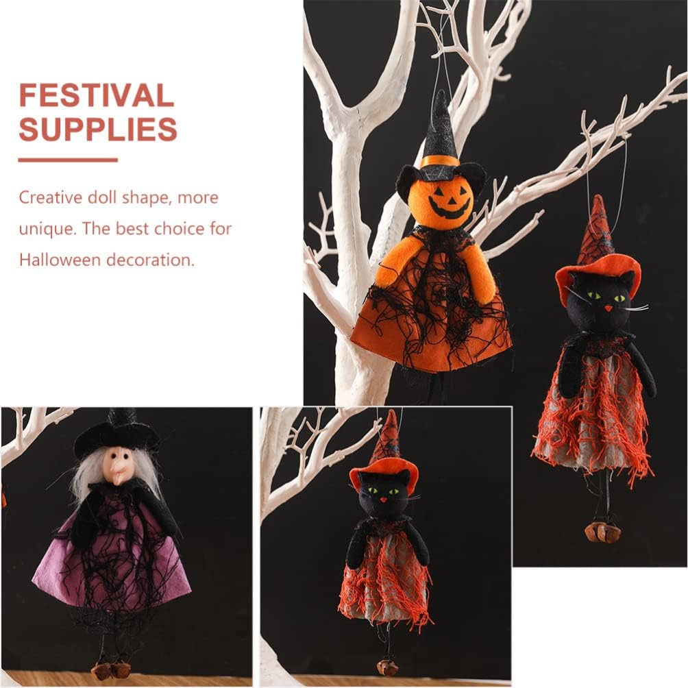 Amosfun Halloween Ghost Decoration Set of 6 Hanging Witches Pumpkin Ghost Black Cats Adorns Halloween Scary Ghost Props Haunted House Scene Props Halloween Outdoor Decoration : Patio, Lawn & Garden