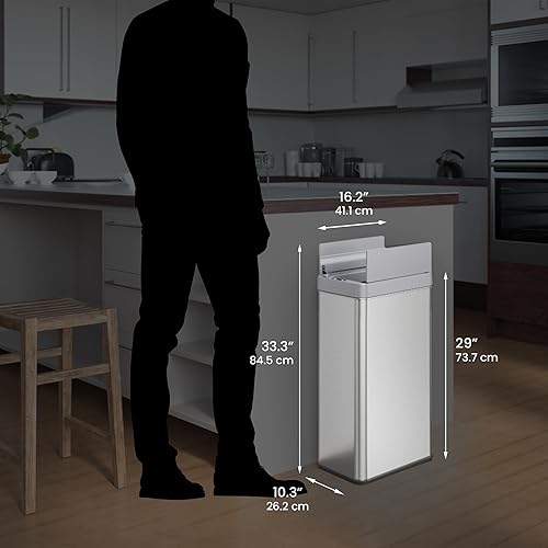 Miniatura 6 de iTouchless Cubo de basura de cocina con sensor 2.0 de 18 galones con sensor abierto con filtro de olor AbsorbX y bloqueo de tapa a prueba de perros,