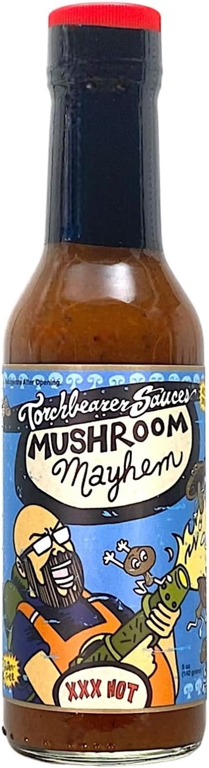 Mushroom Mayhem, Medium Heat Hot Sauce with Flavors of Umami, Shiitake Mushroom & Habanero Pepper, Made with All Natural Ingredients, 5 fl Oz Bottle (1-Pack)