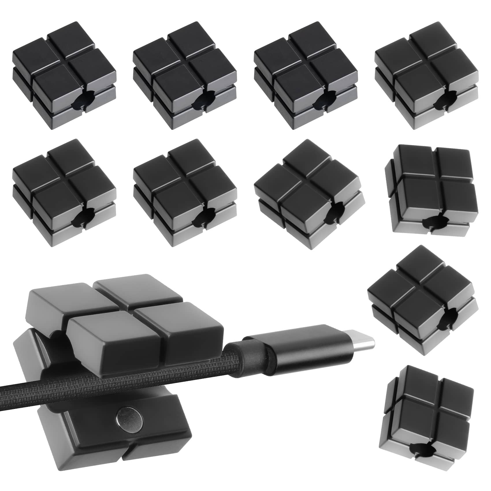 RIFOVN Magnetic Cord Organizer - 10PCS Cord Holder for Nightstand, Magnetic Cable Clips for Cable Management, Desk & Car - Keep Charging Cables, HDMI & USB Cords Organized, Secure & Tangle-Free