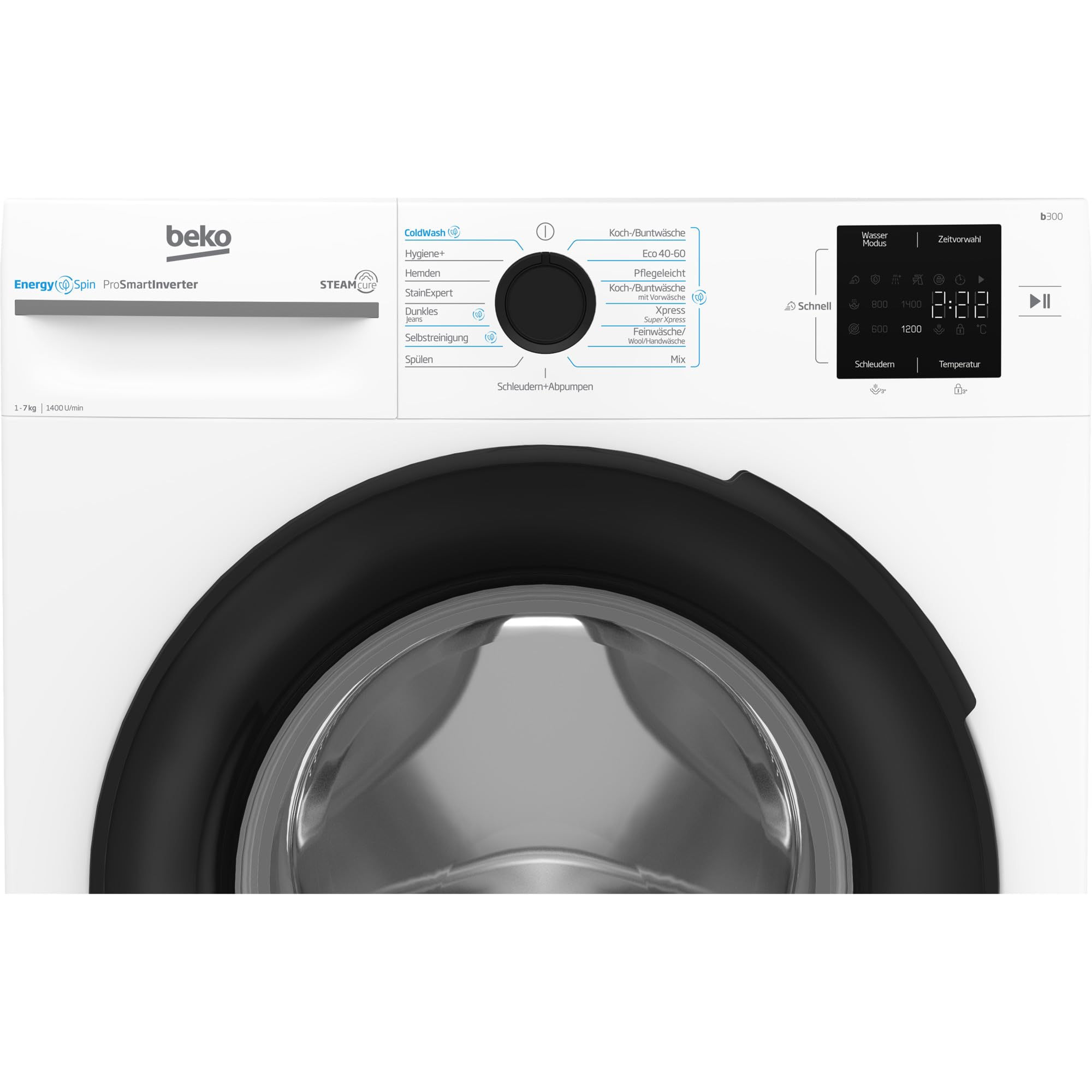 Beko BM3WFU3741X freistehende Waschmaschine 7 kg 1400 U/min Dampffunktion Hygiene+ Coldwash Weiß