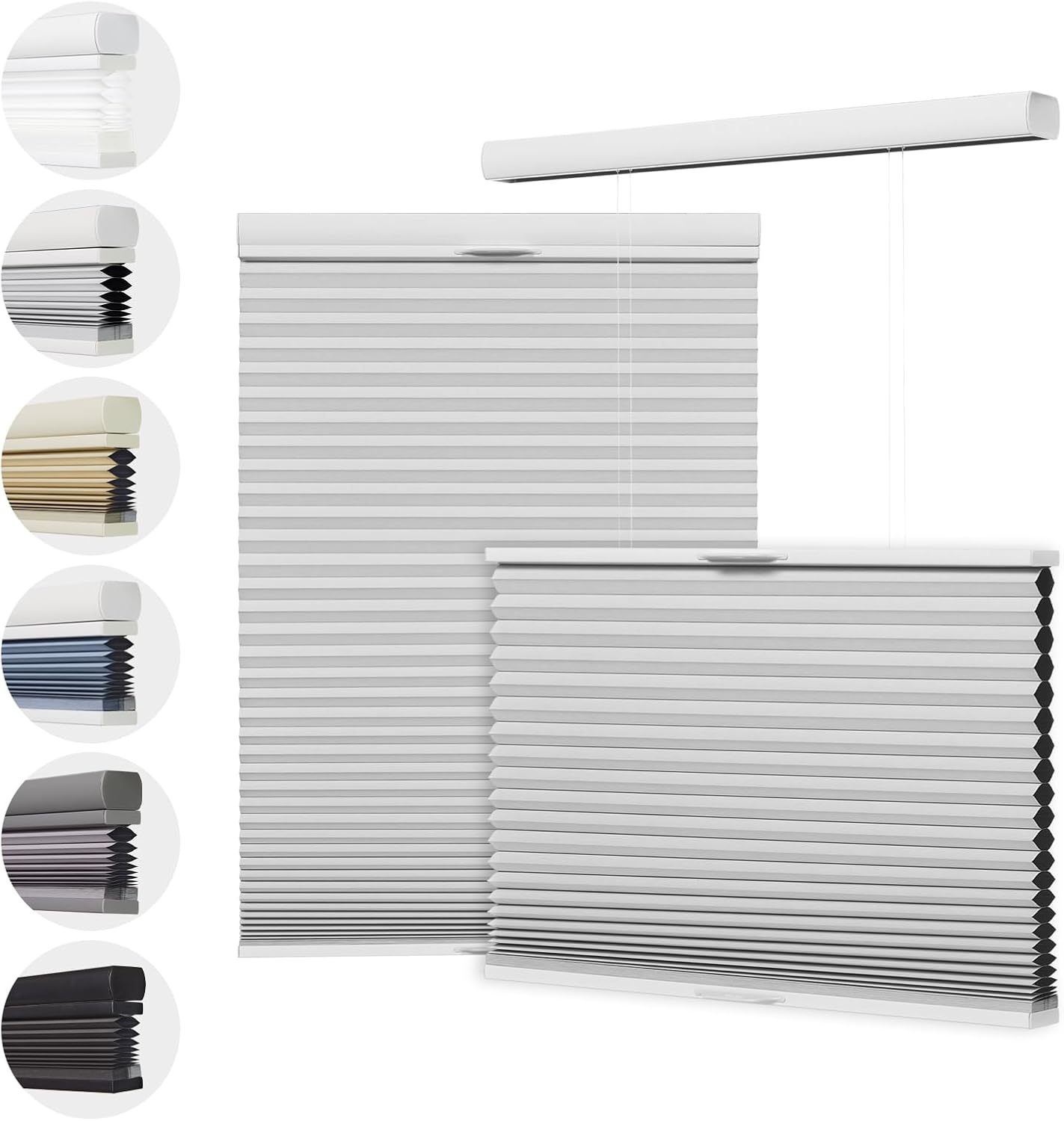 Toanture Top Down Bottom Up Cellular Cordless Blinds, Blackout Honeycomb Window Blinds for Windows Shades, Thermal Insulated 1.8" Single Cell Honeycomb Blinds for Bedroom, Office(White,87" W x 54" H)