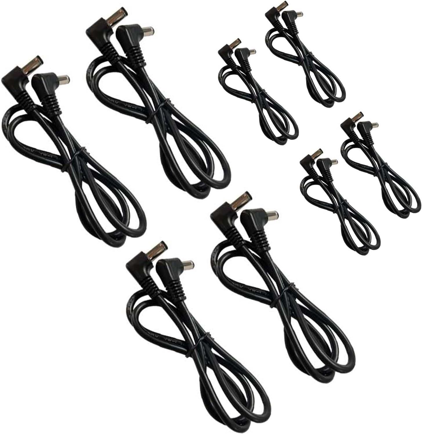 Guitar Pedal Power Cable Kit Short Length 4pcs 6Inch and 4pcs12Inch, RR Dual Right Angle for Compact Pedalboard (RR 4x6+4x12, 8)