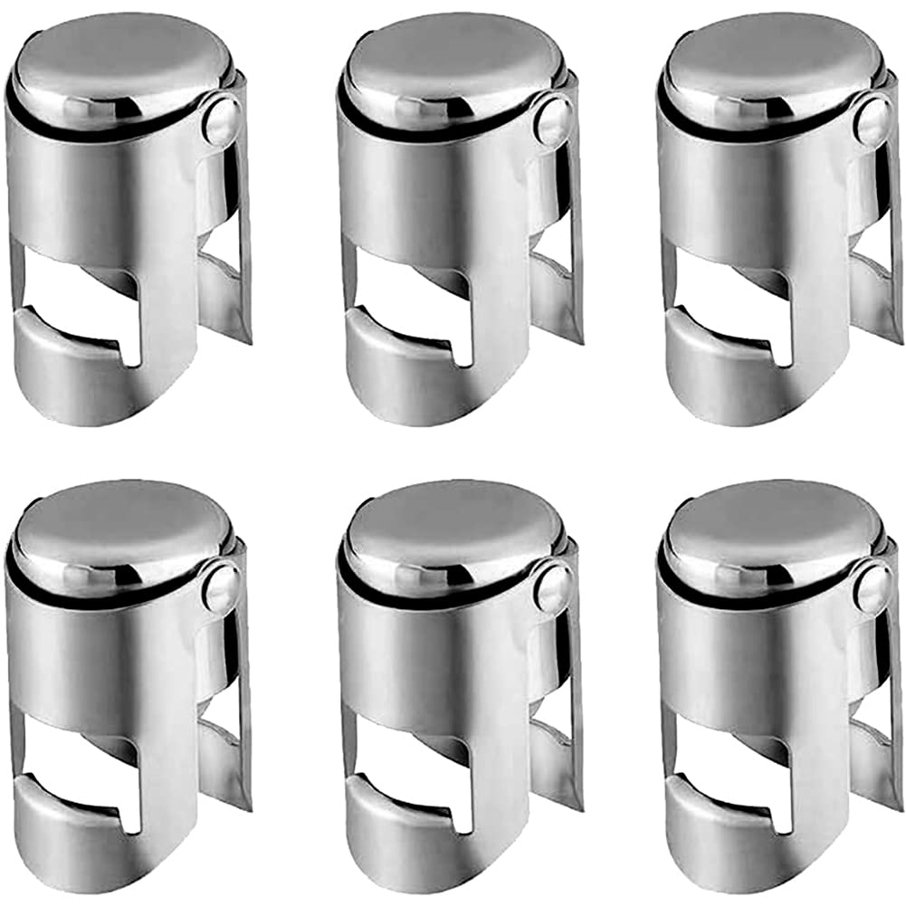 CTRLZS Stainless Steel Champagne Stopper Saver Wine Vacuum Preservation Leak Proof (Pack of 6)