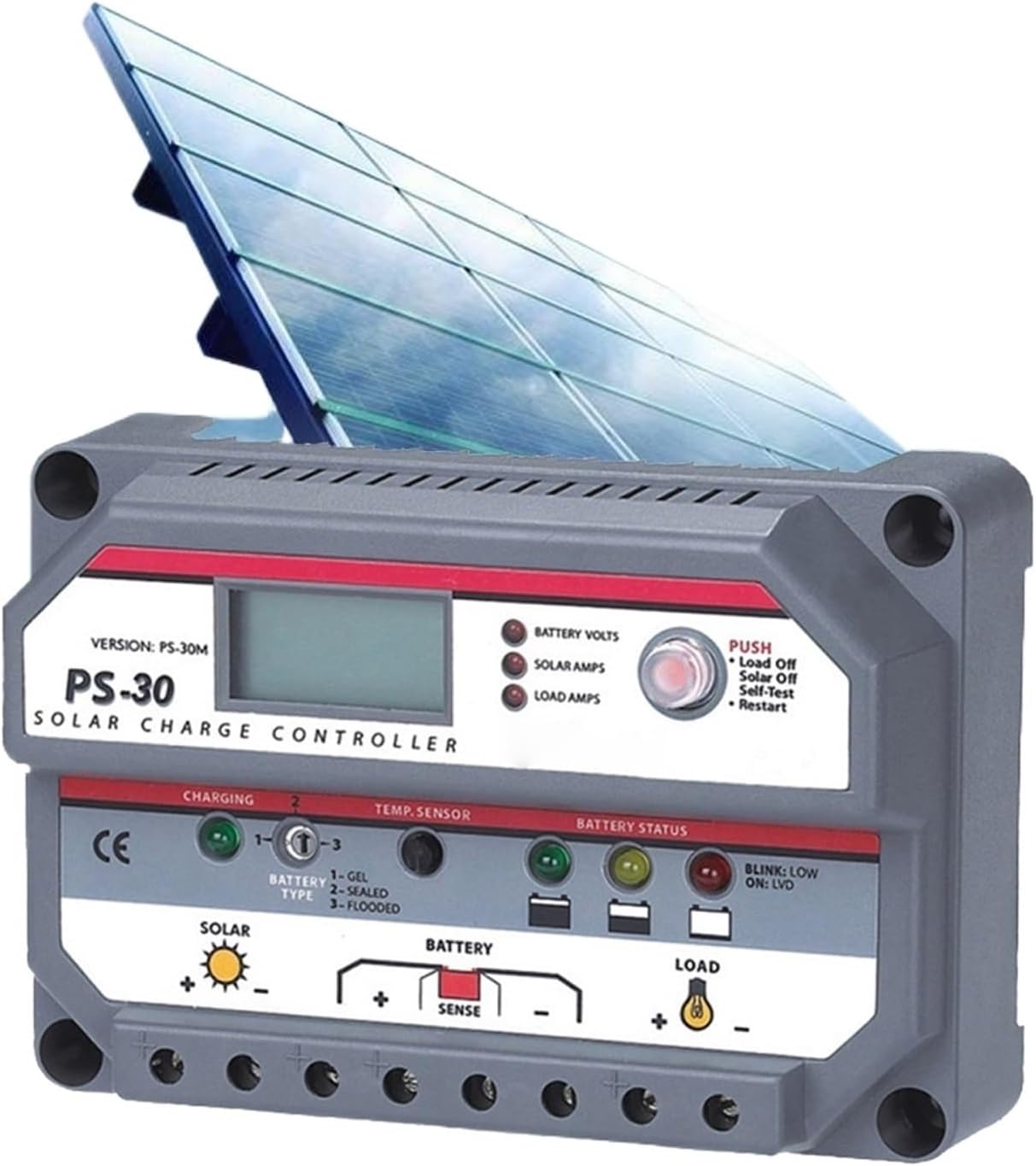 1PCS PROSTAR PS-30M with Display PWM Charge Controller 12/24V 30A