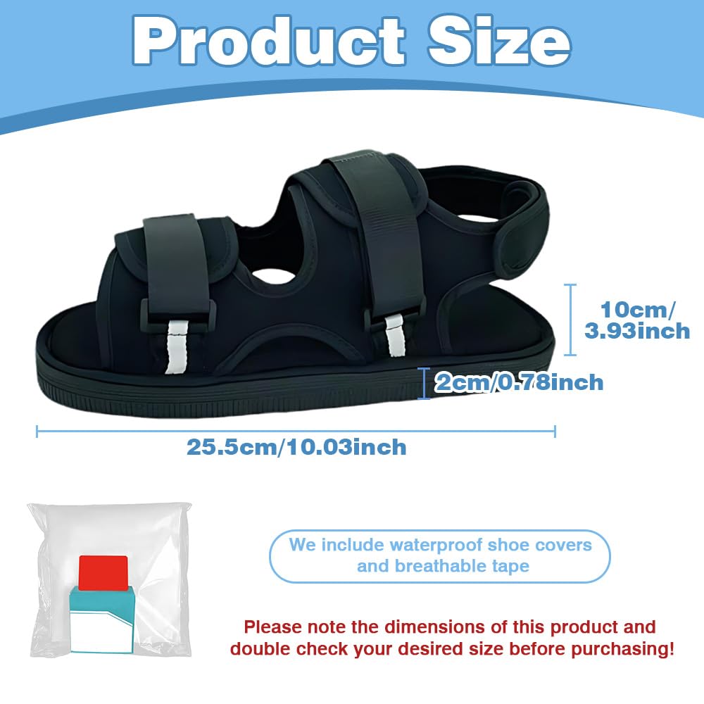 1 Pezzo Scarpe in Gesso per Piedi, Scarpe da Riabilitazione Regolabili, Scarpa Post Operatoria, per Piede Destro e Sinistro, Adatto per Fratture, Distorsioni del Piede, Gessatura, Nero