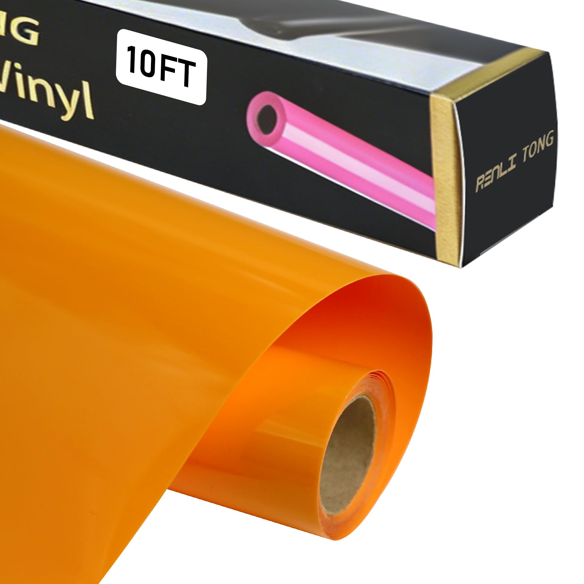 RENLITONG Heat Transfer Vinyl,12 Inch by 10ft Light Orange Iron on Vinyl