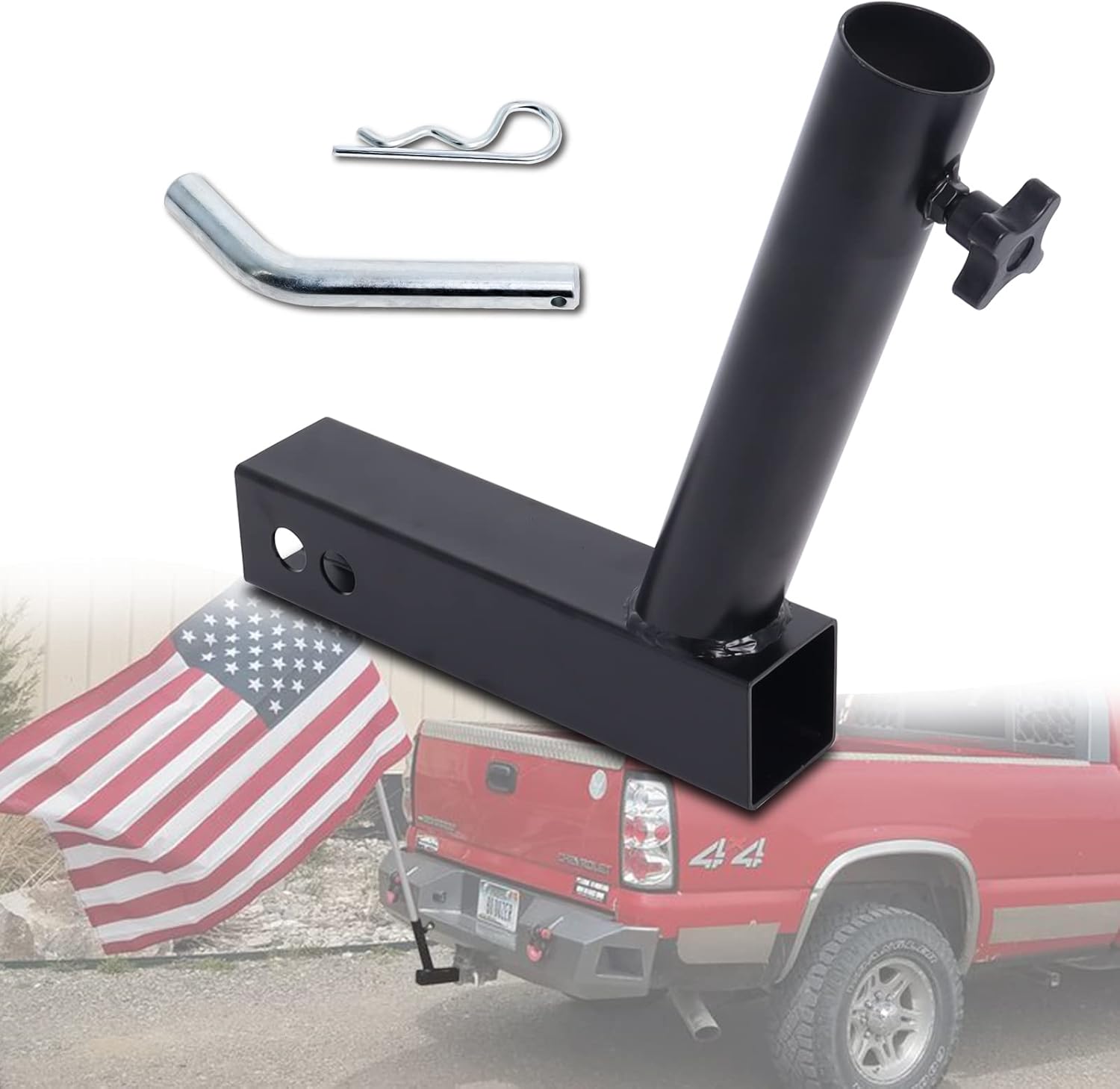 Hitch Mount Flagpole Holder, Heavy Duty Flagpole Holder Compatible with Jeep SUV RV